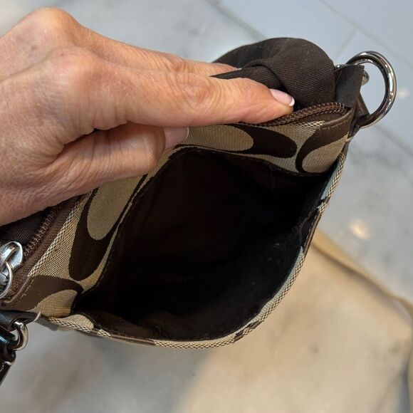 Coach Crossbody Purse Handbag Signature Stripe Jacquard Logo Swing Pack Bag - Picture 15 of 16